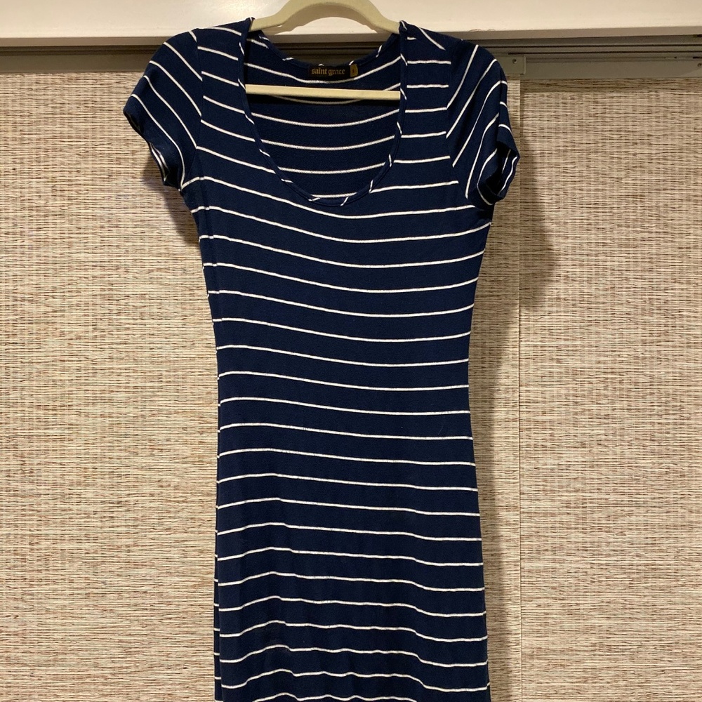 Saint Grace Navy and White Stripped Dress